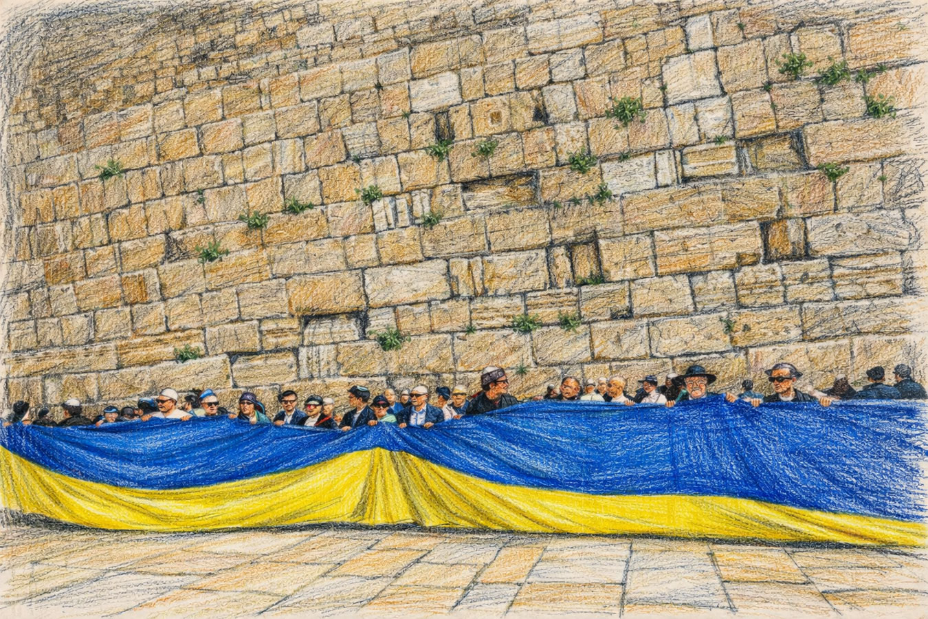 Молитва за Украину у Стены Плача: 30-метровый флаг в Иерусалиме и четвёртый год солидарности - 22 февраля 2026 - фото